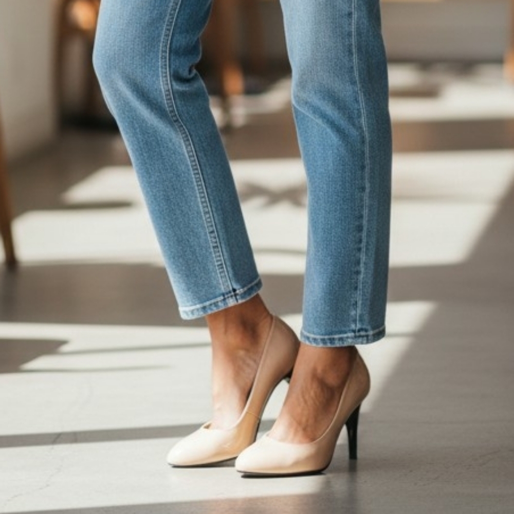 Rialto White Mountain Coline Natural Patent Leather Hi Heels Classic Shoes